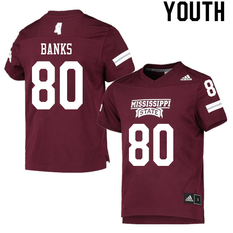 Youth #80 Jay Banks Mississippi State Bulldogs College Football Jerseys Sale-Maroon